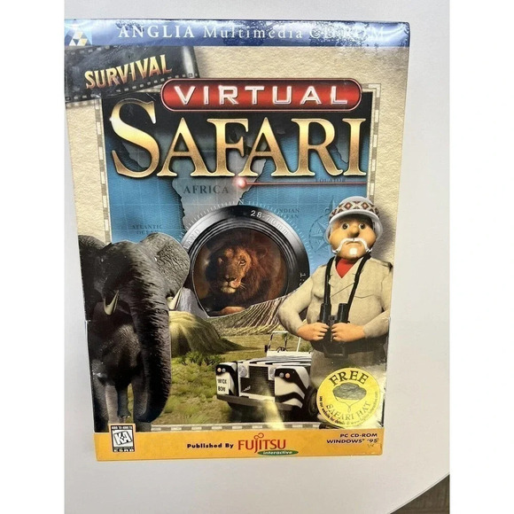 Vintage Survival Virtual Safari 1996 Fujitsu Interactive PC CD Windows 95 NEW - Picture 2 of 16